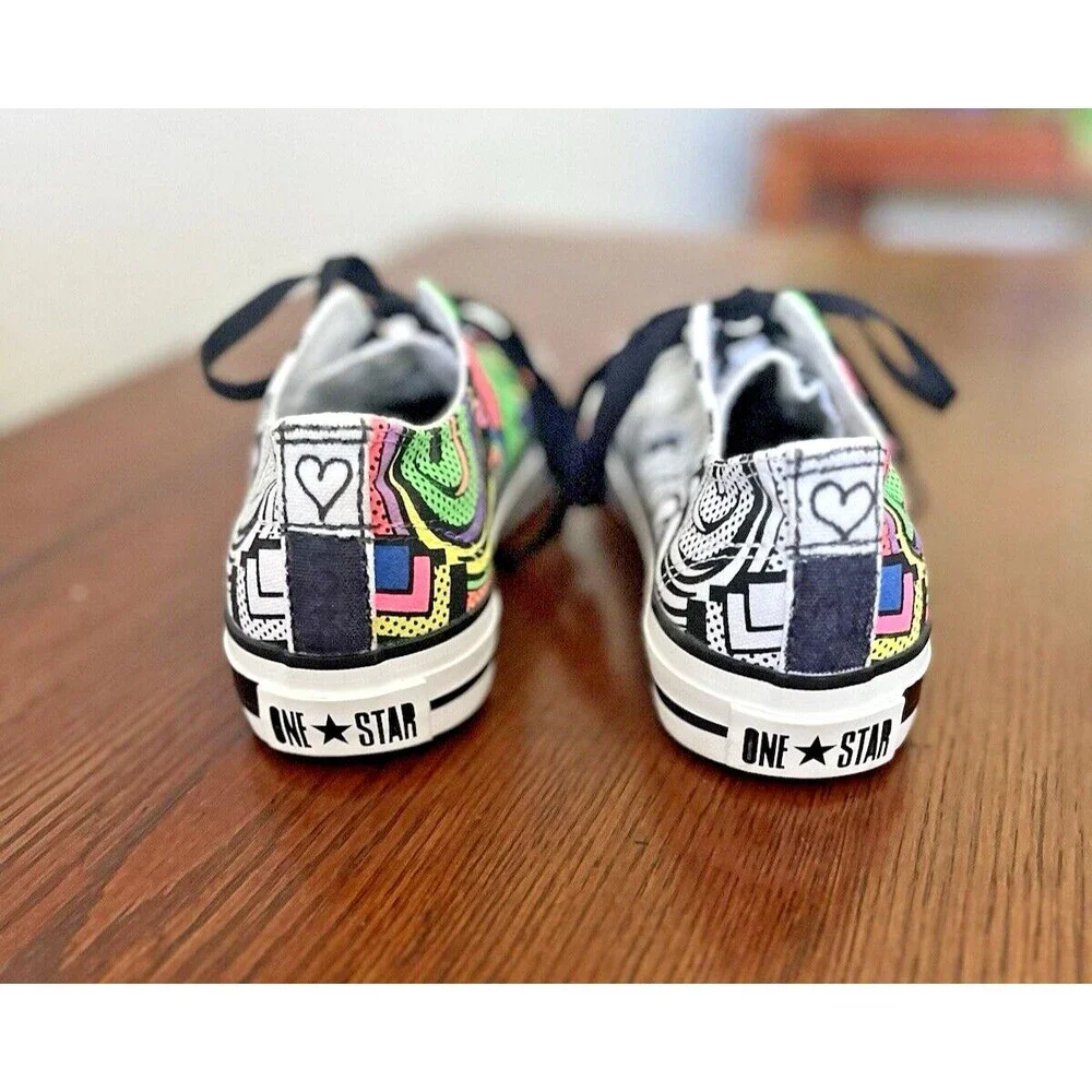 Converse One Star Graffiti Sneakers Black White Multicolor Women’s Size 7 MINT